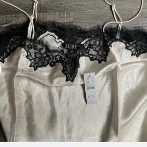 NWT J.Crew Lace-trim camisole top in textured satin ~ Cream Medium